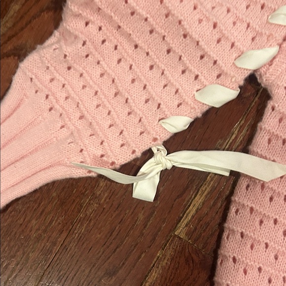 Pink Knit Sweater with Ribbon Details - Picture 6 of 7